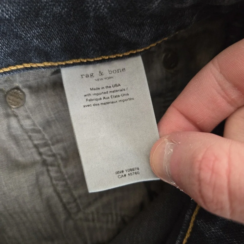 Rag & Bone Fit 2 Jeans Mens 34x28‎ Slim Straight Scout Dark Wash Blue Denim